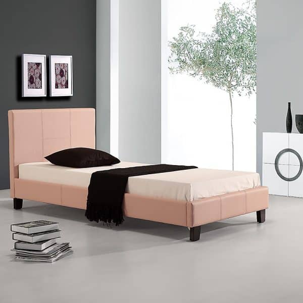 Single PU Leather Bed Frame Pink - Image 2