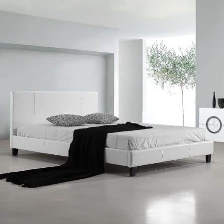 Double PU Leather Bed Frame White - Image 2