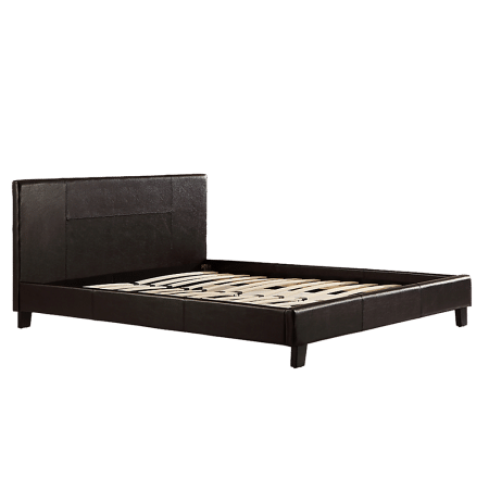 Queen PU Leather Bed Frame Brown