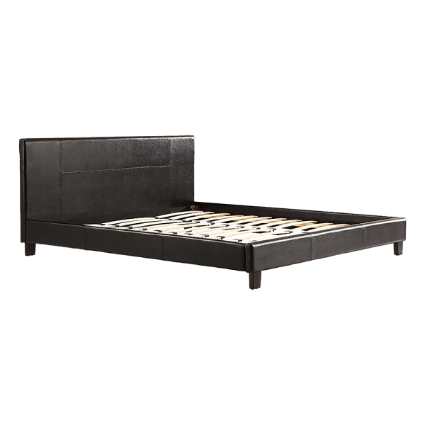 King PU Leather Bed Frame Brown