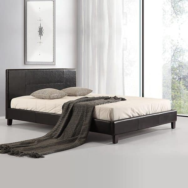Queen PU Leather Bed Frame Black - Image 2