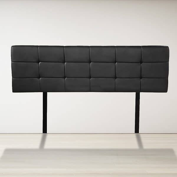 PU Leather Queen Bed Deluxe Headboard Bedhead - Black - Image 2