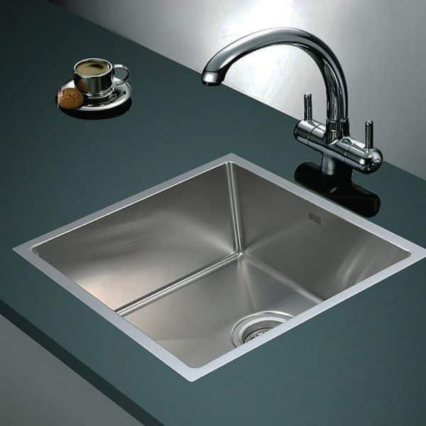 490x440mm Handmade Stainless Steel Undermount / Topmount Kitchen Laundry Sink with Waste - Image 2
