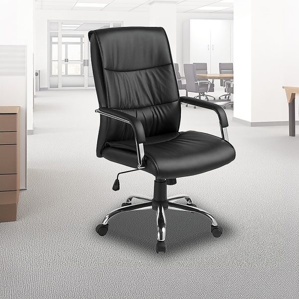 PU Leather Office Chair Executive Padded Black - Image 2