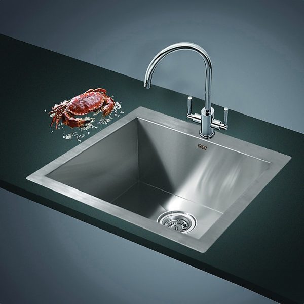 530x505mm Handmade Stainless Steel Topmount Kitchen Laundry Sink with Waste - Image 2