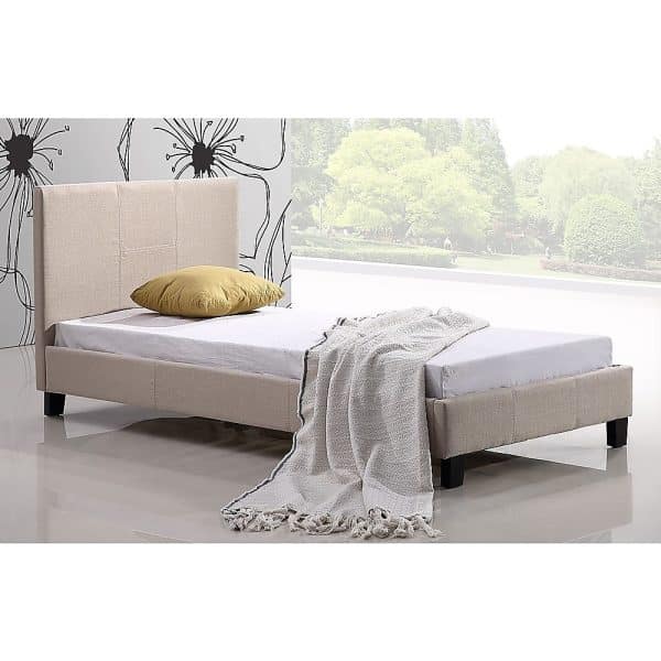 Single Linen Fabric Bed Frame Beige - Image 2