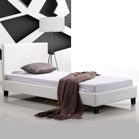 Single PU Leather Bed Frame White - Image 2