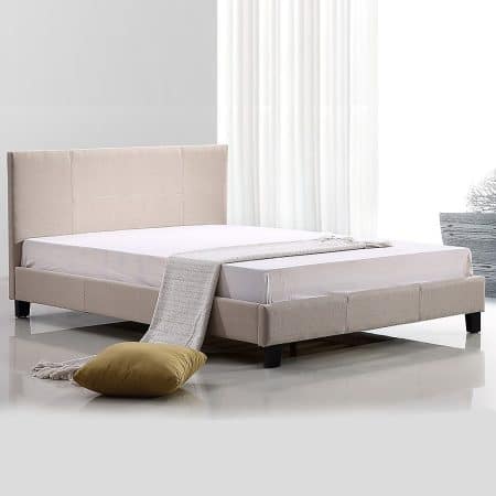 Queen Linen Fabric Bed Frame Beige - Image 2