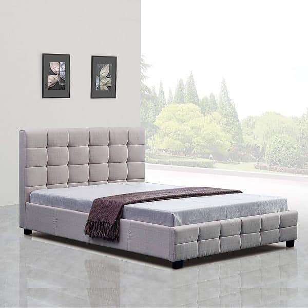 Linen Fabric Queen Deluxe Bed Frame Beige - Image 2