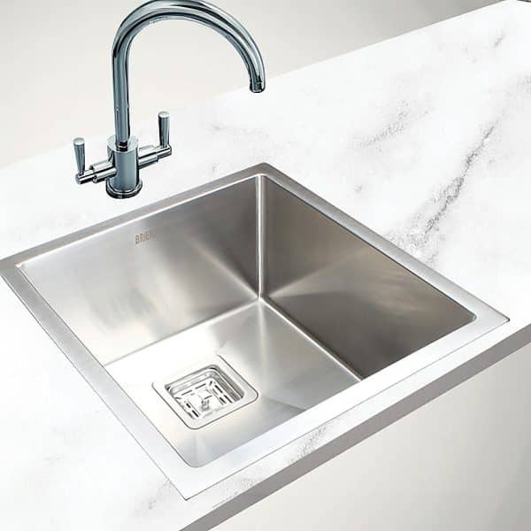 430x455mm Handmade 1.5mm Stainless Steel Undermount / Topmount Kitchen Sink with Square Waste - Image 2