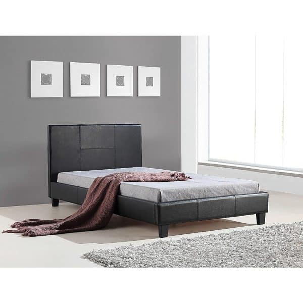 King Single PU Leather Bed Frame Black - Image 2