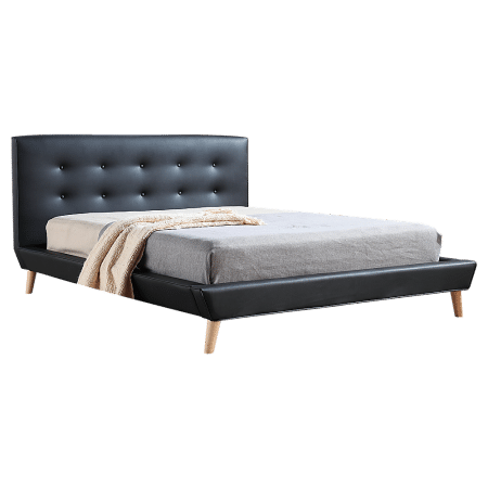 Double PU Leather Deluxe Bed Frame Black