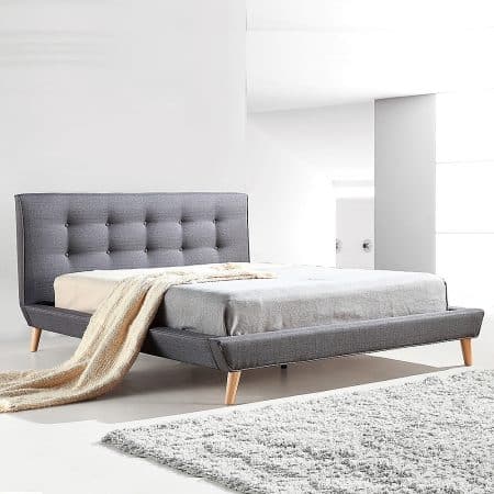 Double Linen Fabric Deluxe Bed Frame Grey - Image 2