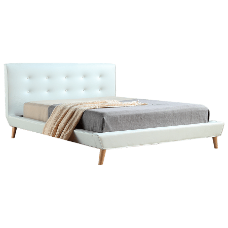 Queen PU Leather Deluxe Bed Frame White