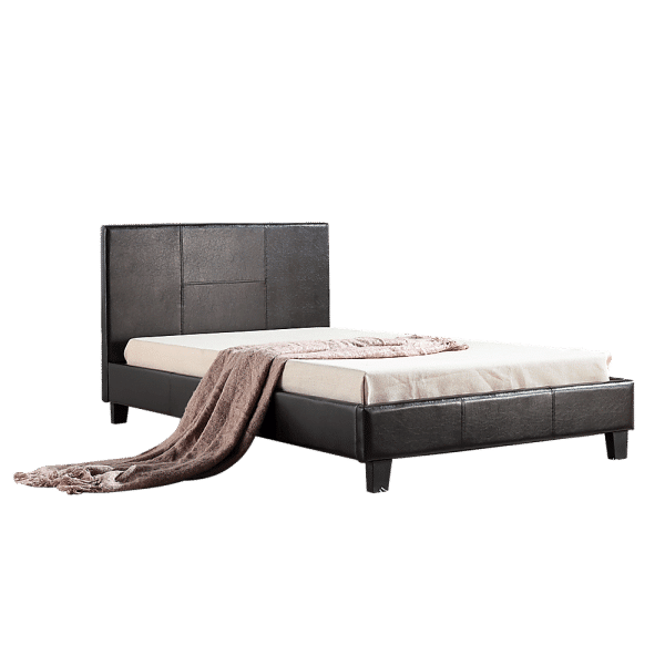 King Single PU Leather Bed Frame Brown