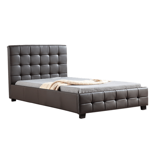 King Single PU Leather Deluxe Bed Frame Brown