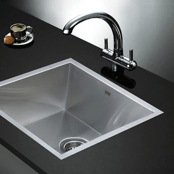 440x440mm Handmade Stainless Steel Undermount / Topmount Kitchen Laundry Sink with Waste - Image 2