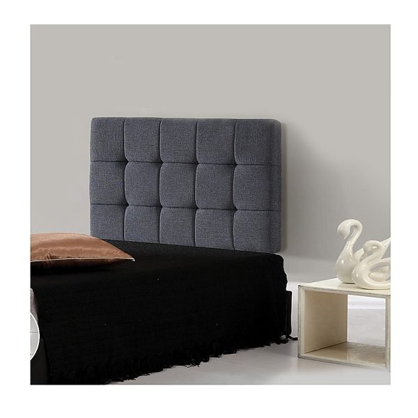 Linen Fabric Single Bed Deluxe Headboard Bedhead - Grey - Image 2