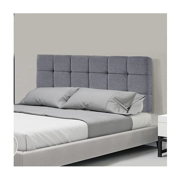Linen Fabric Double Bed Deluxe Headboard Bedhead - Grey - Image 2