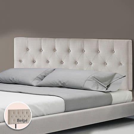 Linen Fabric Double Bed Deluxe Headboard Bedhead - Beige - Image 2