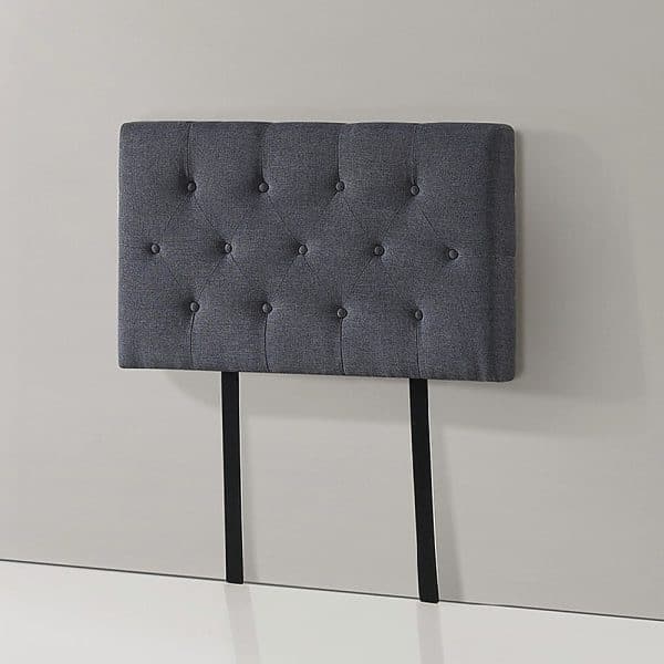 Linen Fabric Single Bed Deluxe Headboard Bedhead - Grey - Image 2