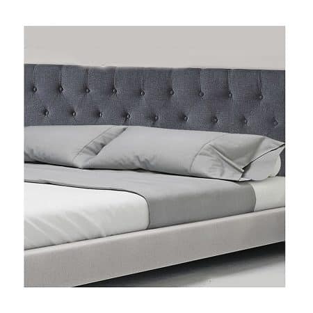 Linen Fabric King Bed Deluxe Headboard Bedhead - Grey - Image 2