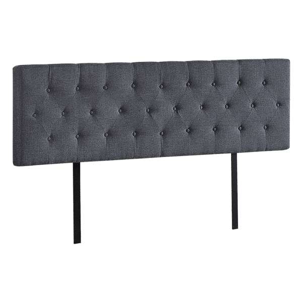 Linen Fabric King Bed Deluxe Headboard Bedhead - Grey