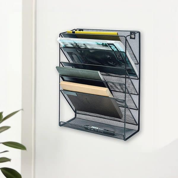 Wall Mount 6 Pocket Hanging File Sorter Organizer Folder Holder Rack Storage - Image 2