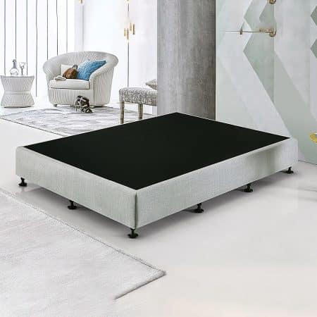 Palermo Queen Ensemble Bed Base Platinum Light Grey Linen Fabric - Image 2