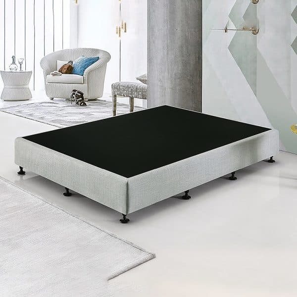 Palermo Queen Ensemble Bed Base Platinum Light Grey Linen Fabric - Image 2