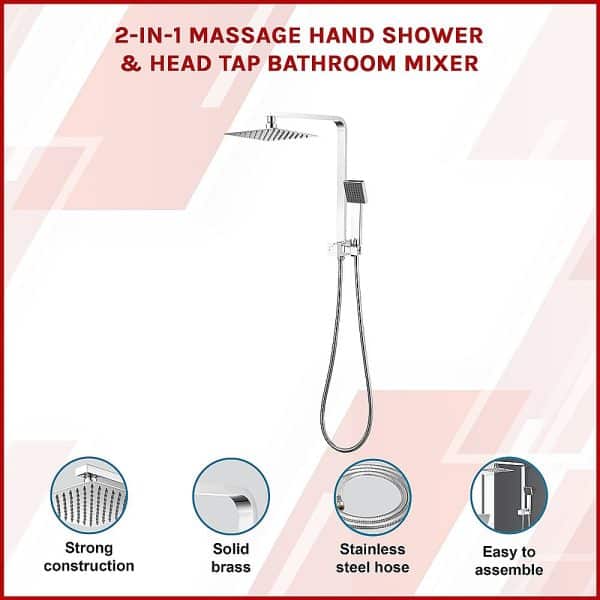 2-in-1 Massage Hand Shower & Head Tap Bathroom Mixer - Image 2