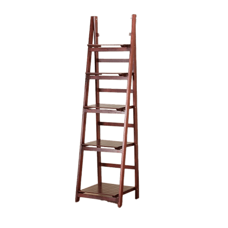 5 Tier Wooden Ladder Shelf Stand Storage Book Shelves Shelving Display Rack