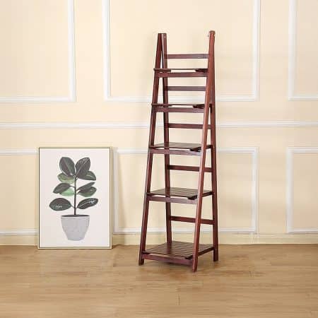 5 Tier Wooden Ladder Shelf Stand Storage Book Shelves Shelving Display Rack - Image 2