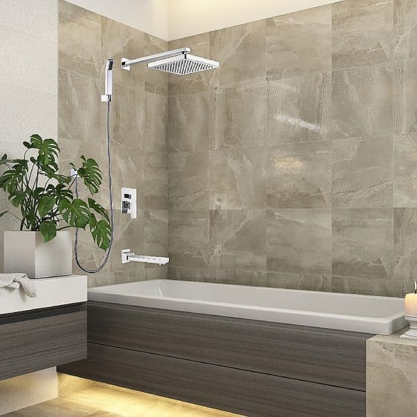 8" Rain Shower Head Straight Wall Arm Mixer Set Wall Bath Spout Outlet Tap - Image 2