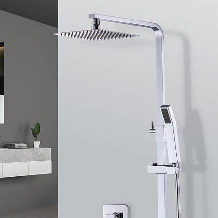 WELS 8" Rain Shower Head Set Square Dual Heads Faucet High Pressure Hand Held - Image 2