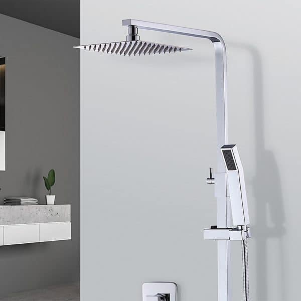 WELS 8" Rain Shower Head Set Square Dual Heads Faucet High Pressure Hand Held - Image 2