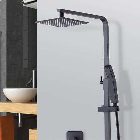WELS 8" Rain Shower Head Set Square Dual Heads Faucet High Pressure Hand Held - Image 2