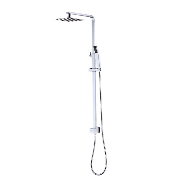 WELS 8" Rain Shower Head Set Square Dual Heads Faucet High Pressure With Mixer