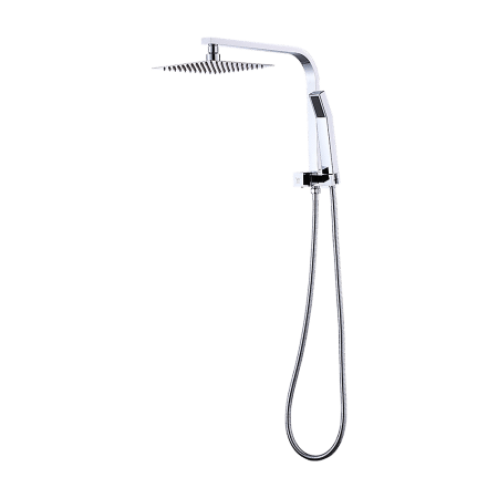 WELS 8" Rain Shower Head Set Square Dual Heads Faucet High Pressure Hand Held