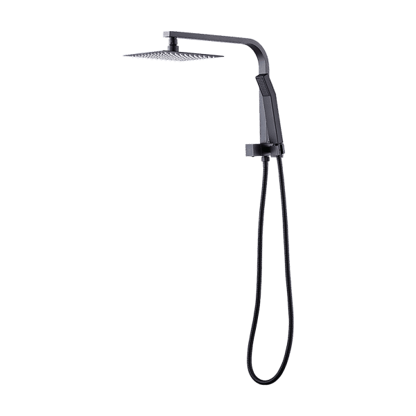 WELS 8" Rain Shower Head Set Square Dual Heads Faucet High Pressure Hand Held