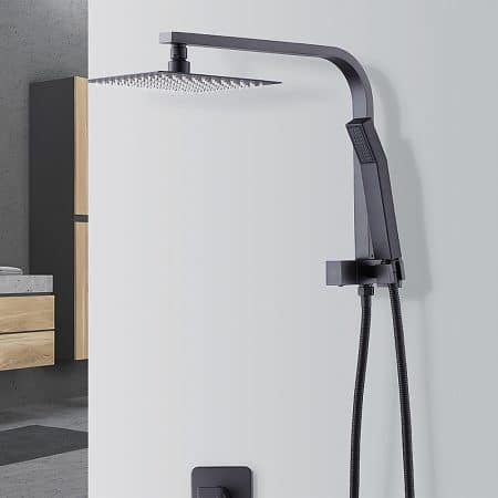 WELS 8" Rain Shower Head Set Square Dual Heads Faucet High Pressure Hand Held - Image 2