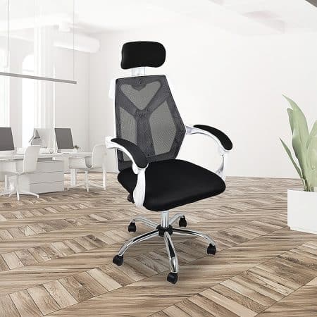 Office Chair Gaming Computer Chairs Mesh Back Foam Seat - White - Image 2