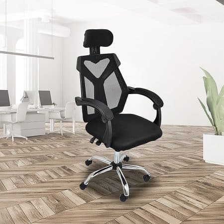 Office Chair Gaming Computer Chairs Mesh Back Foam Seat - Black - Image 2