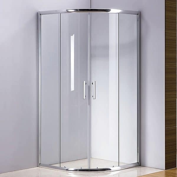 100 x 100cm Rounded Sliding 6mm Curved Shower Screen with Base in Chrome - Image 2