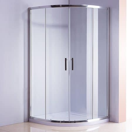 90 x 90cm Rounded Sliding 6mm Curved Shower Screen with Base in Chrome - Image 2