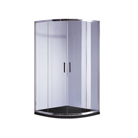 90 x 90cm Chrome Rounded Sliding 6mm Curved Shower Screen with Black Base