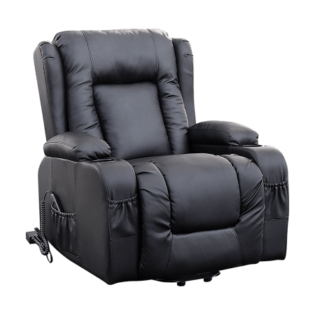 Recliner Chair Electric Massage Chair Lift Heated Leather Lounge Sofa Black