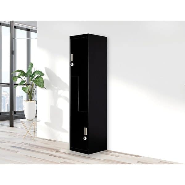 Black Two-Door L-shaped Office Gym Shed Storage Lockers - Image 2