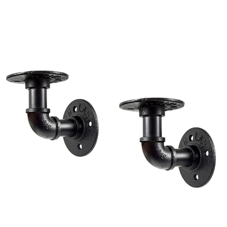 Industrial Black Iron Pipe Bracket Wall Mounted Floating Shelf - Set of 2