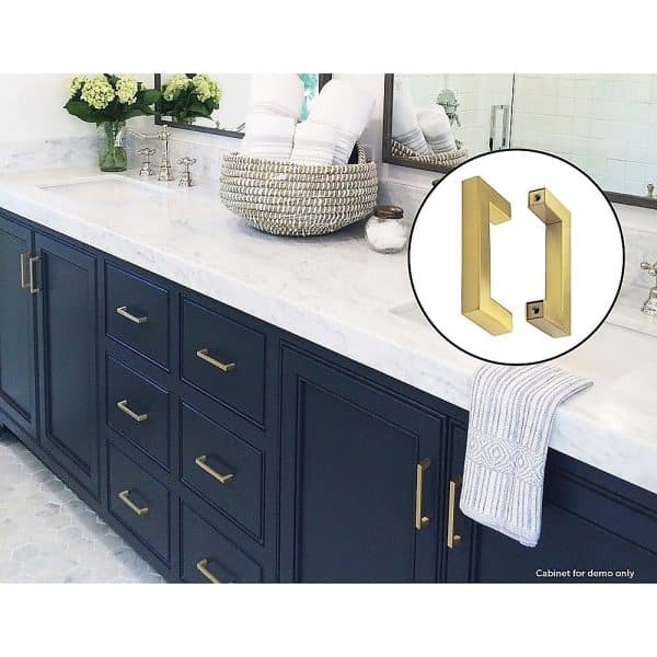 15x Brushed Brass Drawer Pulls Kitchen Cabinet Handles - Gold Finish 96mm - Image 2